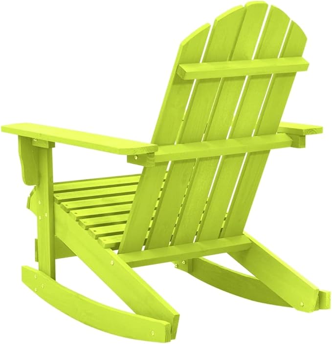 vidaXL Outdoor Patio Adirondack Rocking Chair - Solid Fir Wood - Weather - Ergonomically Designed for Comfort - Easy Assembly - Green