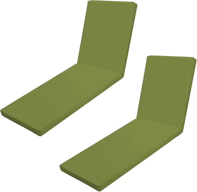 Outdoor Chaise Lounge Cushions for Patio, 71"x22"x3" Lounge Chair Cushions, Waterproof Replacement Seat Pads for Outdoor Furniture (Green, 2 Pcs)