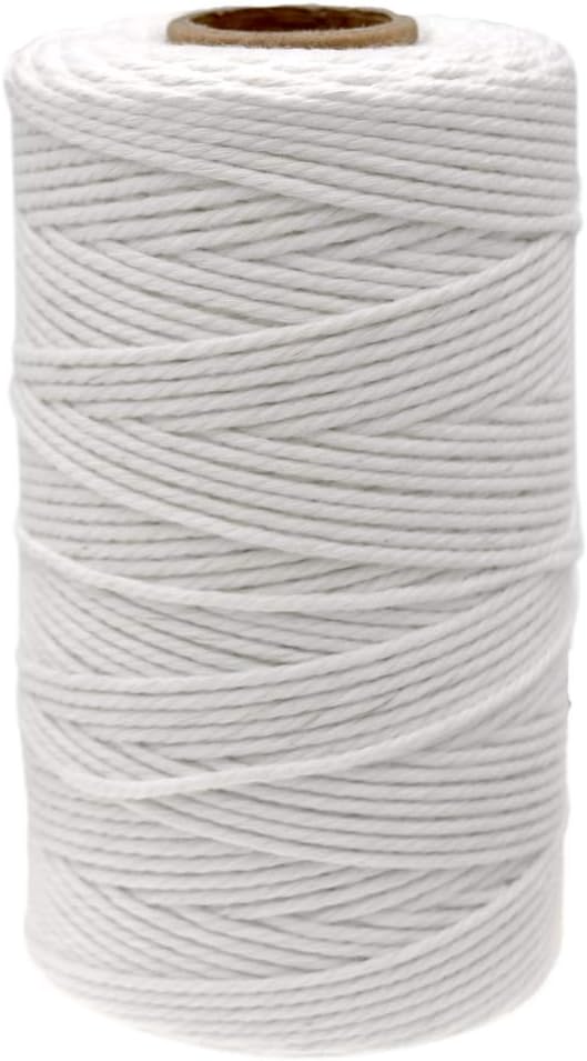 jijAcraft Butchers Twine - 328 Feet, 2mm Cotton Twine for Meat Trussing, Food Safe Kitchen Cooking and Baking, White Cotton String for Turkey, Sausage and More