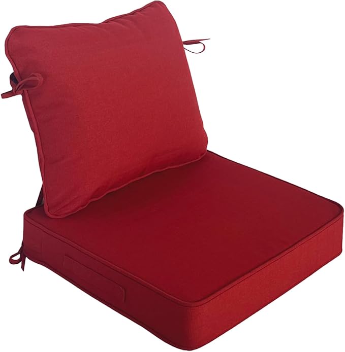 COZYVIDA 19"x19" Outdoor Universal Cushion Set of 1, Patio Cushions with Handles & Ties, Water-Proof Stain-Resistant UV-Resistant 1000+ Hrs,High Resilience Foam with YKK Zippers,Chili-TPU