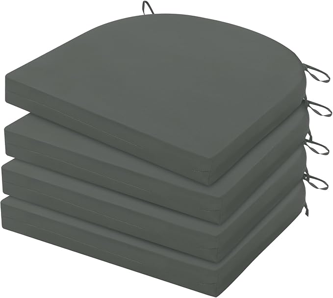 HARBOREST Outdoor Chair Cushions Set of 4, Water Resistant Patio Chair Cushions with Ties, Outdoor Seat Cushions for Patio Furniture, 17"x16"x2", Dark Grey