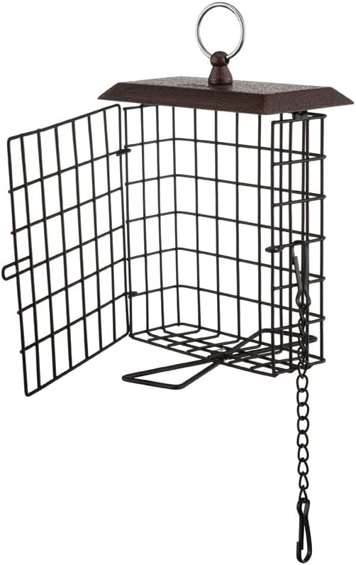 iBorn Suet Feeder Suet Bird Feeders for Outside Hanging,Squirrel Proof Suet Cakes Bird Feeder for Wild Birds,Metal Brown(Pack of 2)
