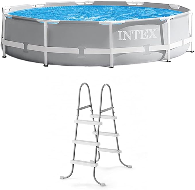 INTEX 26701EH Prism Frame Above Ground Swimming Pool Set: 10ft x 30in – Includes 330 GPH Filter Pump – Removable Pool Ladder