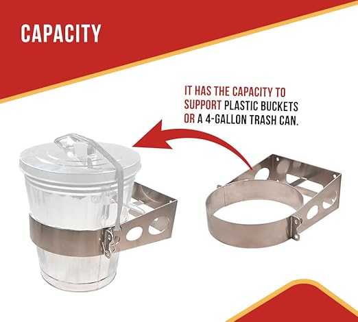 Mytee Products 4 Pack 4 Gallon Aluminum Trash Can Brackets Mount for Truck & Trailers - for Flat Vertical Surface & Carriers Mounting Holder for Galvanized Trash Can 10-1/2"