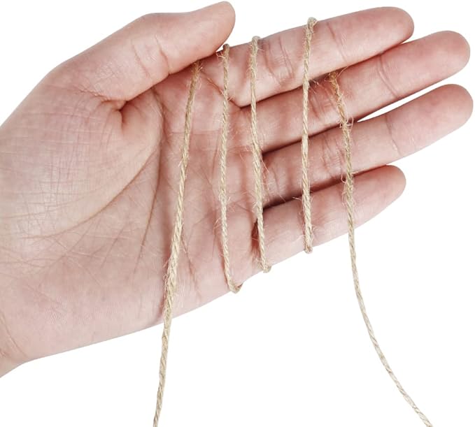 Tenn Well 1000 Feet Natural Jute Twine, 2mm Twine String for Arts and Crafts, Gardening, Gift Wrapping, Packaging, Festive Decorations (2PCS x 500 Feet)