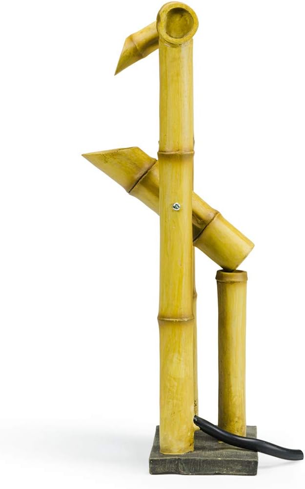 Aquascape 78306 Shishi-Odoshi Inspired, Poly-Resin Deer Scarer Bamboo Fountain, Yellow