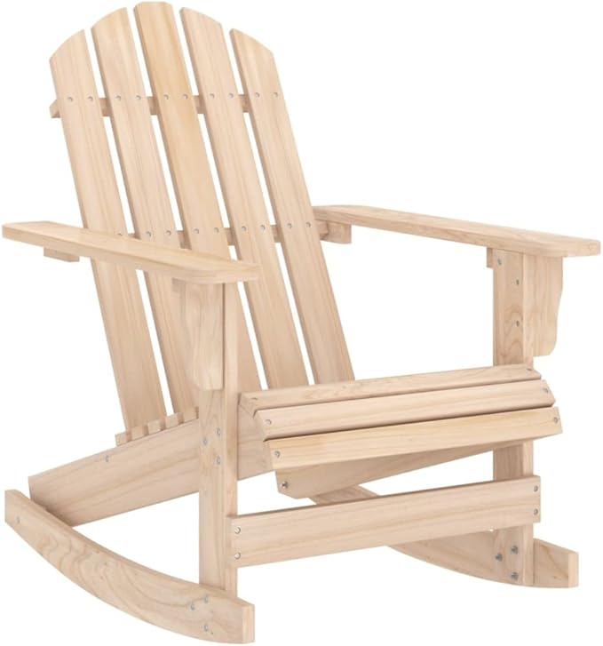 vidaXL Adirondack Rocking Chair for Patio & Garden - Solid Fir Wood Construction - Ergonomic Design - Classic Brown Finish - Easy Assembly - Weather
