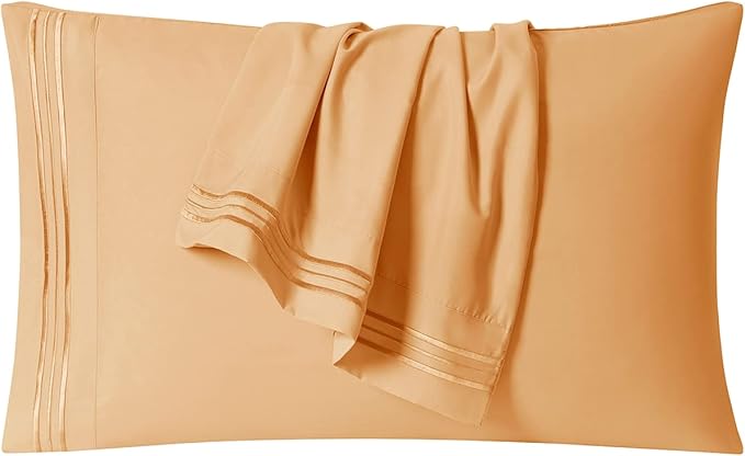Clara Clark Bed Sheets, Premier 1800 Series 4 Piece Bed Sheet Set, Deep Pocket, Wrinkle, Fade, Stain Resistant, Luxury Soft Bedding Sheets & Pillowcases, King, Apricot Orange