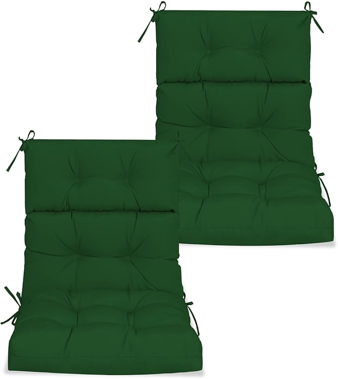 High Back Chair Cushions Set of 2, Adirondack Chair Cushion with Waterproof, Rocking Chair Cushion for Outdoor Patio, Garden Porch 45”x 22”x 4 (2, Dark Green B)