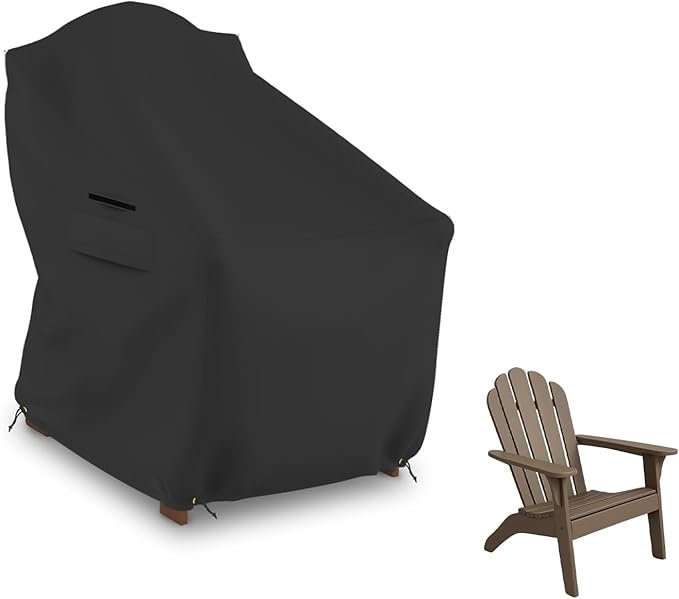 Seal Skin Covers Waterproof Adirondack Chair Cover, Heavy Duty Outdoor Furniture Cover with Drawstring, Buckles, Air Vent, Durable Fabric (Black, 40"W x 37"D x 30"H)
