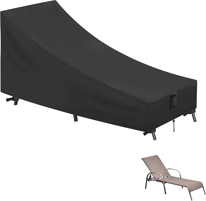 Outdoor Chaise Lounge Cover, Waterproof Lounge Chair Covers for Patio Furniture, Pool Single Lounge Chair Outdoor Furniture Covers - 64 x 24 x 32 Inch