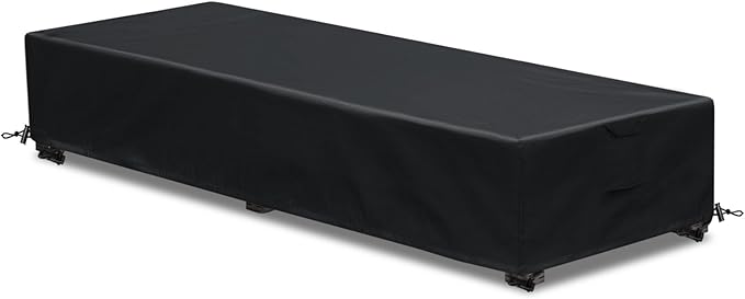 Waterproof Patio Lounge Chair Cover 1 Pack Outdoor Chaise Lounge Covers 600D Weather Resistant Material, UV Protection, Windproof Design Outside Furniture Covers 80" x 28" x 14" H,Black
