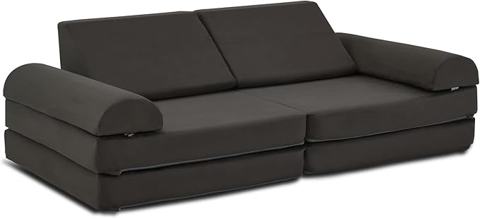 jela Kids Couch Safety Certified Play Couch Soft Kids Sofa with Machine Washable Cover Thick Foam Fort Building Set for Playroom Indoor (57"x28"x18", Charcoal)