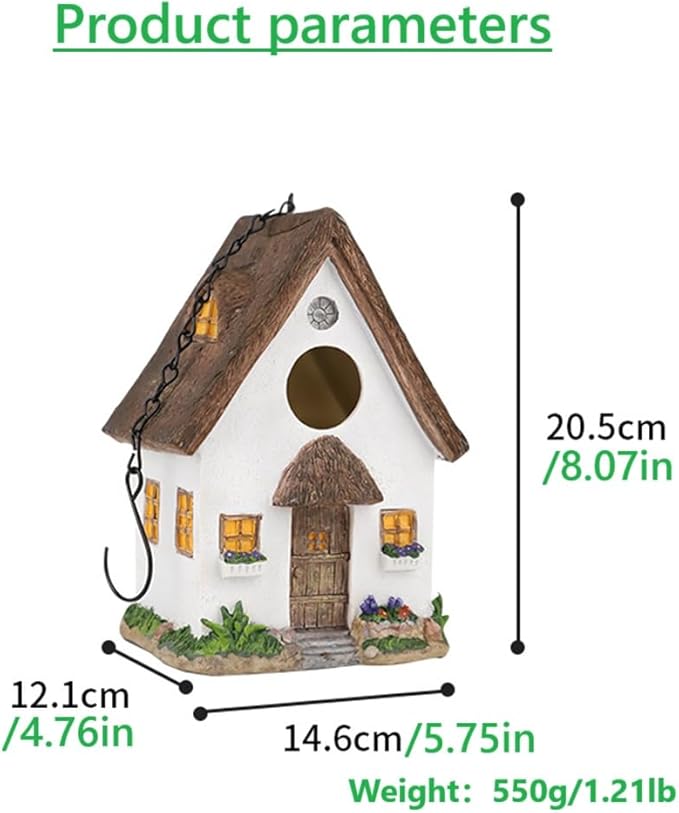 Outdoor Hanging Bird Nests, Hummingbird Houses, Garden Tree Decorations, Resin Ornaments (White)