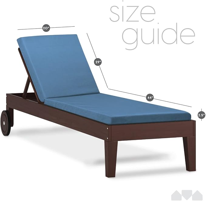 Milliard Memory Foam Outdoor Chaise Lounge Lawn Chair Cushion, with Waterproof and Washable Cover, Blue, 73x21x2.5