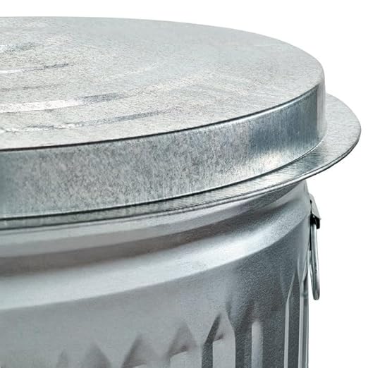 31-Gallon Heavy-Duty Steel Trash Can - Kitchen & Office - Silvery - with Airtight lid - Metal Outdoor Trash Can for Patio, Kitchen & Office