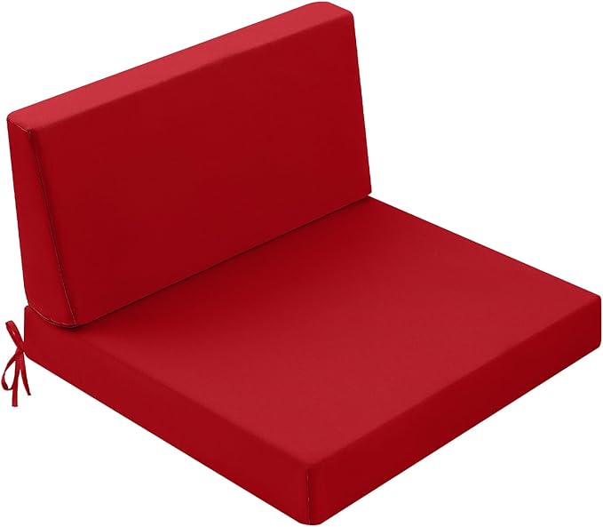 Outdoor Cushions for Patio Furniture, Outdoor Seat and Back Cushion, Waterproof Hampton Bay Deep Seat Replacement Couch Cushions for Garden Lawn, 26.5x26.5 Red
