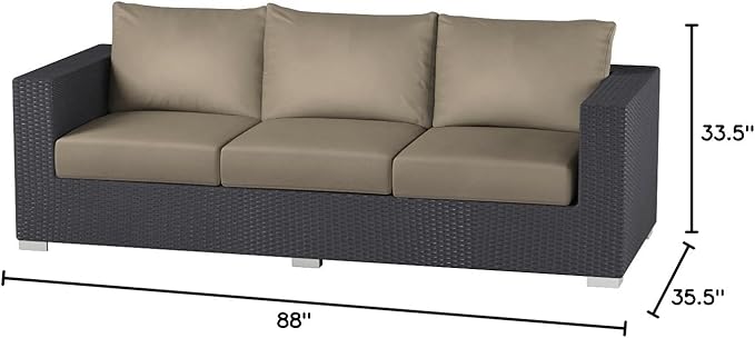 Modway Convene Wicker Rattan Outdoor Patio Sofa with Cushions in Espresso Mocha