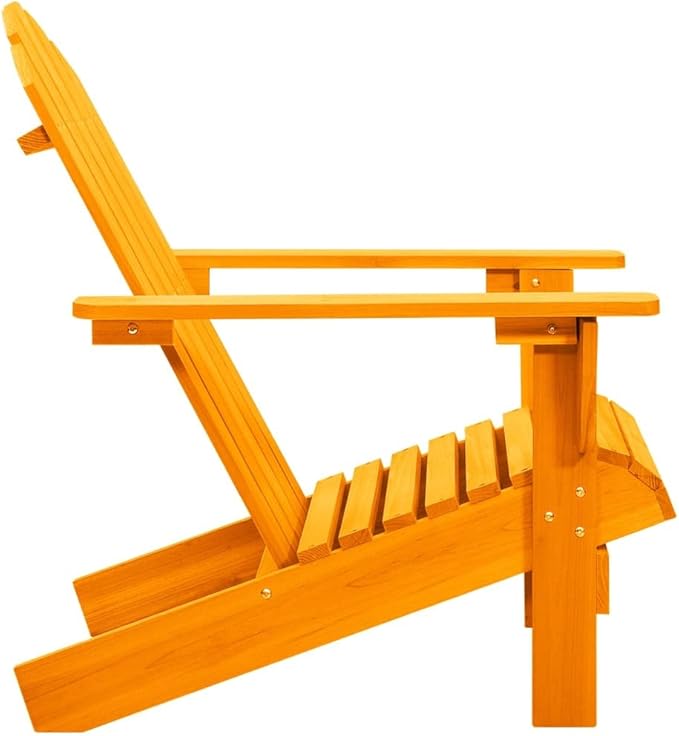 Patio Adirondack Chair Solid Fir Wood Orange, Patio Dining Chairs, Bar Stools, Outdoor Seating for Outdoor Relaxation and Entertaining in Your Backyard or Poolside