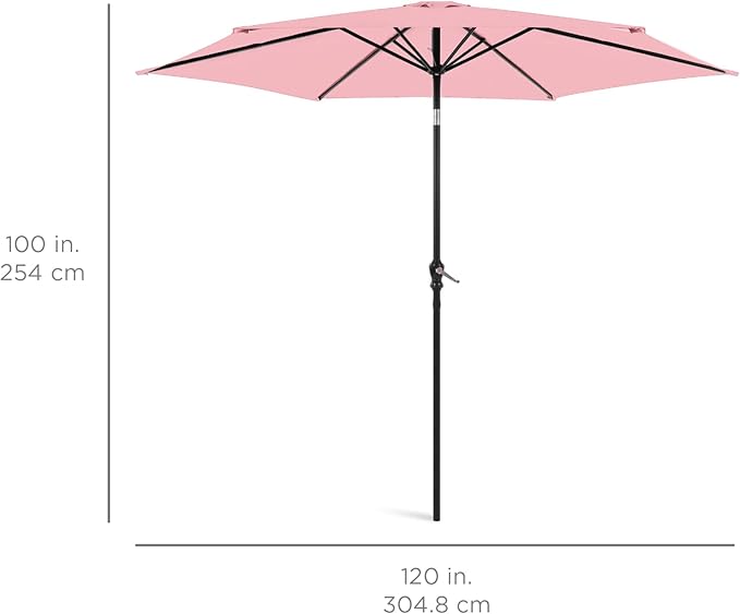 Best Choice Products 10ft Outdoor Steel Polyester Market Patio Umbrella w/Crank, Easy Push Button, Tilt, Table Compatible