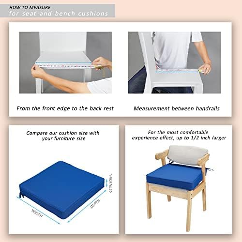 JMGBird Outdoor Chair Cushions Set of 4, Water Resistant Seat Cushions 19 x 19 Inch with Ties Outdoor Cushions for Patio Furniture