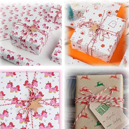 G2PLUS Red White String, 2MM 656 Feet White and Red Cotton String Wrapping, DIY Arts and Crafts, Butchers Twine for Baking