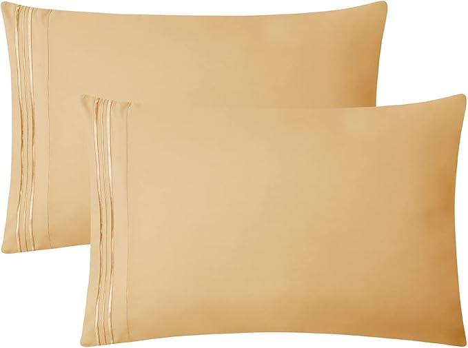 Clara Clark 1800 Premier Series 4pc Bed Sheet Set - King, Camel Gold