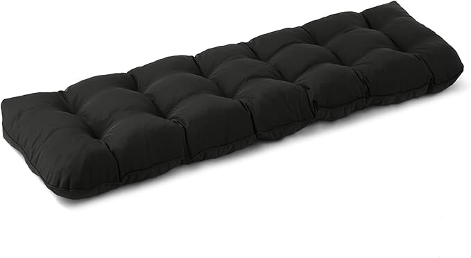 Outdoor Bench Cushion, 59x18x5 Inch, Waterproof Bench Cushion for Outdoor/Indoor Furniture, Tufted Patio Bench Seat Cushion, Fade Resistant Outdoor Cushions for Porch Swing Couch, Black