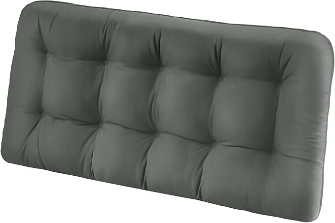 Tufted Bench Cushions for Outdoor Furniture, 48" x 18" Porch Swing Cushions Filled with Foam, Overstuffed Patio Cushions for Bench Loveseat with 2-3 Seats,Thick and Water Resistant, Grey