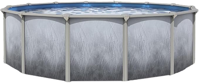 Lake Effect Pools 'Bermuda' 12 ft Round Above Ground Swimming Pool | 48 Inch Walls | 6" Steel Top Ledge | Bundle Includes: 25 Gauge Overlap Liner & Widemouth Skimmer