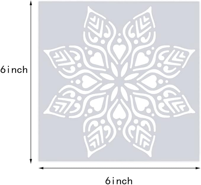 16 Pcs (6 x 6 Inch) Reusable Stencils, Mandala Stencils Mandala Dot Painting Templates Stencil for DIY Painting Art Scrapbook Easter Decorations