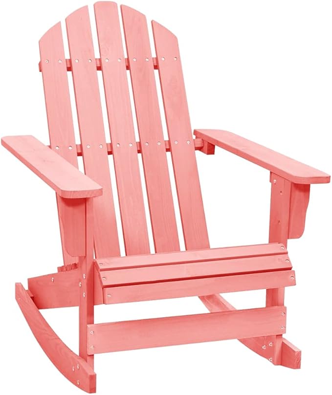 vidaXL Pink Patio Adirondack Rocking Chair - Solid Fir Wood - Ergonomically Designed for Comfort - for Outdoor Garden, Patio & Deck Furniture