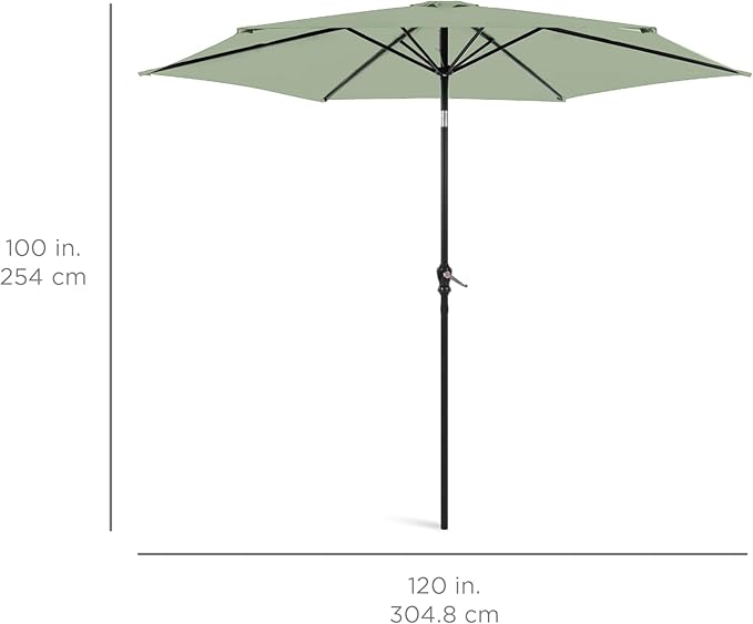 Best Choice Products 10ft Outdoor Steel Polyester Market Patio Umbrella w/Crank, Easy Push Button, Tilt, Table Compatible