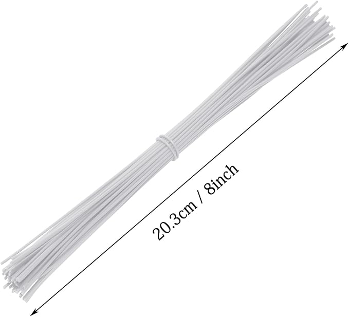 Tupalizy 8 Inch Reusable Cable Ties Wire Twist Ties Garden Twine for Plastic Bags Electronics Cords Organizing Gardening Vines Climbing Plants Halloween Christmas Holiday Decors Crafts, 50PCS, White