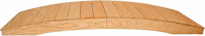 8 FT NATURAL Amish Made Pinewood Heavy Duty Garden Bridge for Walkway, Backyard Pond & Landscaping, Outdoor Wooden Footbridge for Koi Pond, Japanese Style Decorative Bridge, Made in USA