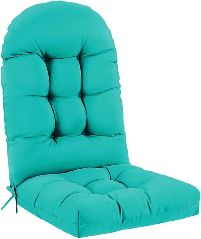 Outdoor Adirondack Chair Cushion, 44x19x4 Inch Rocking Chair Cushions, High Back Patio Soft Seat Pad with Ties, Indoor Outside Use, Fade-Resistant & Waterproof, Lake Blue