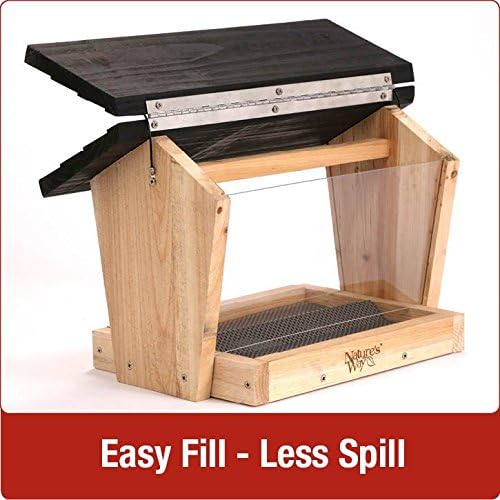 Nature's Way CWF19 Cedar Hopper Bird Feeder with Suet Cage, 6-Quart