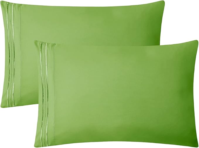 Clara Clark Bed Sheets, Premier 1800 Series 4 Piece Bed Sheet Set, Deep Pocket, Wrinkle, Fade, Stain Resistant, Luxury Soft Bedding Sheets & Pillowcases, Queen, Garden Green