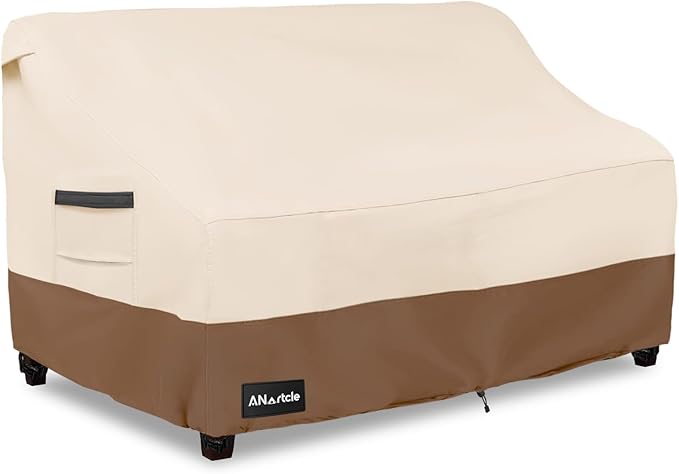 3-Seater Patio Sofa Cover,76W x 32.5D x 33H Inches Outdoor Couch Cover,100% Waterproof Heavy Duty Patio Sofa Covers,Patio Furniture Covers,Beige&Brown
