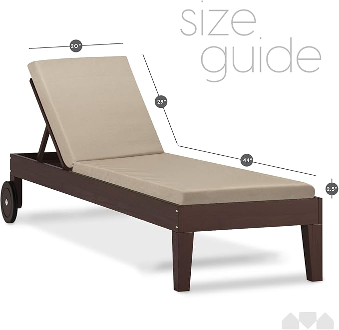 Milliard Memory Foam Outdoor Chaise Lounge Lawn Chair Cushion, with Waterproof and Washable Cover, Beige, 73x21x2.5