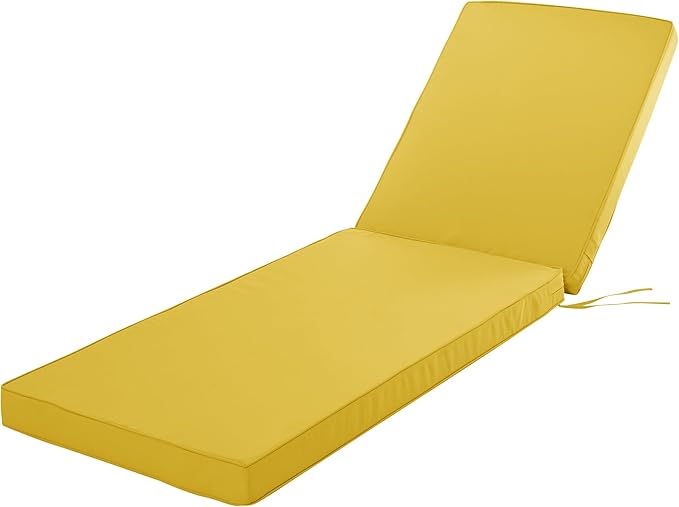 Chaise Lounge Cushion for Outdoor Furniture, Waterproof Fade and Tear Resistant Lounge Deck Chair Cushions for Patio Lawn Pool Resort Hotel, 72x21x3 Inch, Yellow