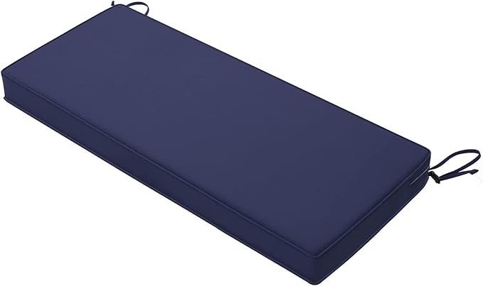 Favoyard Outdoor Bench Cushion 42 x 18 Inch Waterproof Patio Furniture Cushions 3-Year Color Fastness Garden Sofa Settee Couch Swing Pads with Handle and Adjustable Straps, Blue