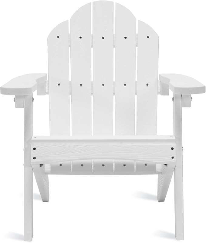 LUE BONA Kids Adirondack Chair, White Poly Lumber Plastic Chair, Toddler Adirondack Chair Weather Resistant, Kids Outdoor Patio Adirondack Lounge Chair for Balcony, Backyard