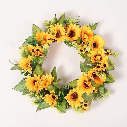 2 Pcs Artificial Sunflower Garland,Sunflower Vine with Leaves,Hanging Garland with Green Leaves,Outdoor False Flower Arch,Arrangement for Wedding Party Anniversary Home Office Table Centerpiece Decor