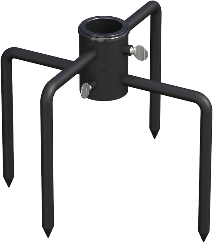 Mocomax Pole Stabilizer Stand Base Applies to 1.41" to 2.12" Shepherds Hook, Outdoor Bird Feeder Pole Stabilizer Support with 4 Prongs, Metal Holder Base for Birdhouse, Flagpole, Umbrellas, Black