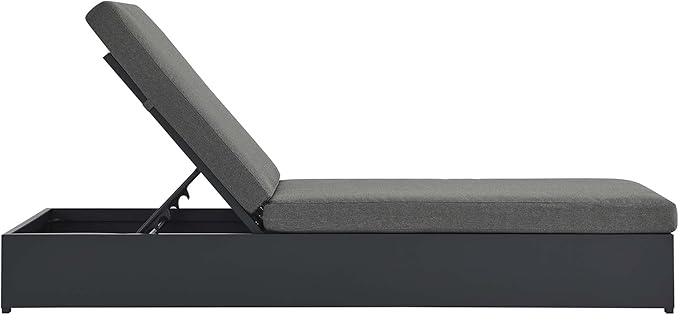 Modway Tahoe Aluminum Outdoor Chaise Lounge in Gray Charcoal with Weather-Resistant Cushions, Perfect Patio Sunbed or Recliner Chair for Pool Furniture