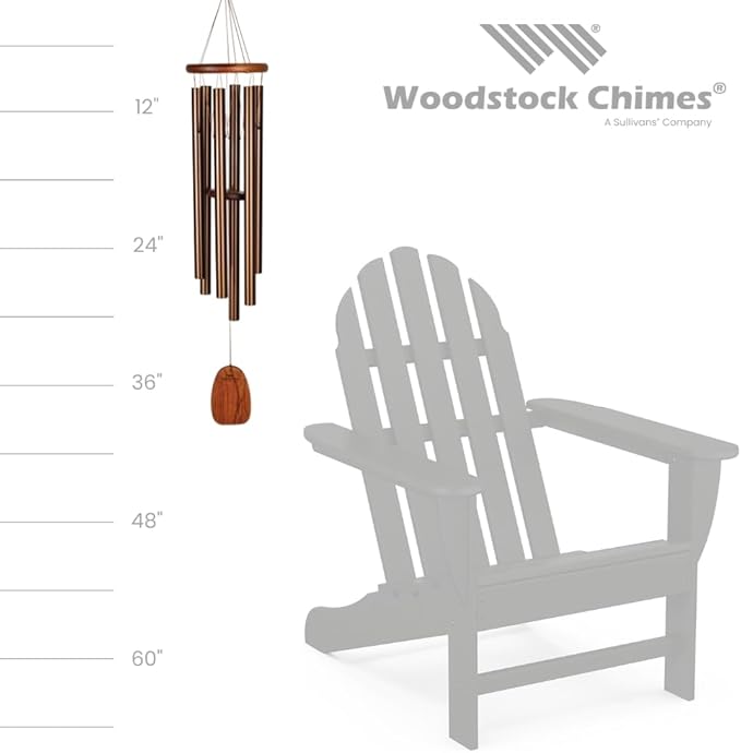 Woodstock Chimes Amazing Grace Wind Chime for Outside 40" Medium Bronze,Outdoor Decor for Patio, Porch, Garden, Memorial Gift for Loved Ones AGLBR