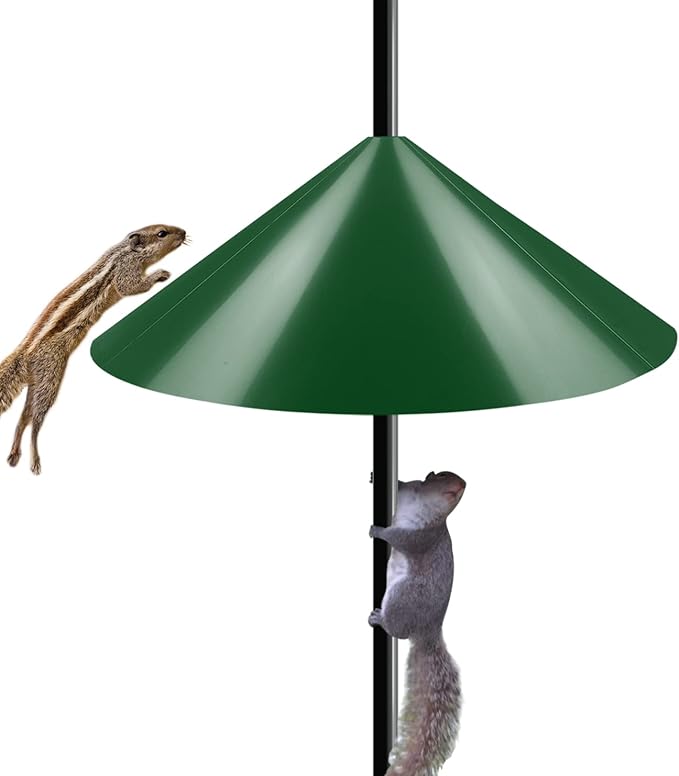 19 Inch Wide Squirrel Baffle for Bird Feeder Pole, Outside Pole Mount Stopper & Bird House Guard for Outdoor Shepherd’s Hook, Green, 1 Pack