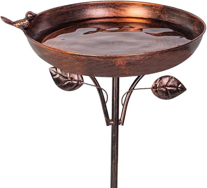 VEWOGARDEN Garden Metal Bird Bath 12" Bird Bath Bowl with 5 Prongs Base Stake, Vintage Bird Baths for Outdoors Cast Iron Birdbath Standing Bird Feeder Bath