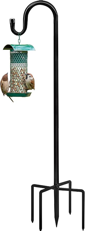 Bird Feeders Pole,Shepherds Hooks for Outdoor 1 Pack 76 Inch Bird Feeders for Outdoors with 5 Prongs Base Hanging Planters for Outdoor